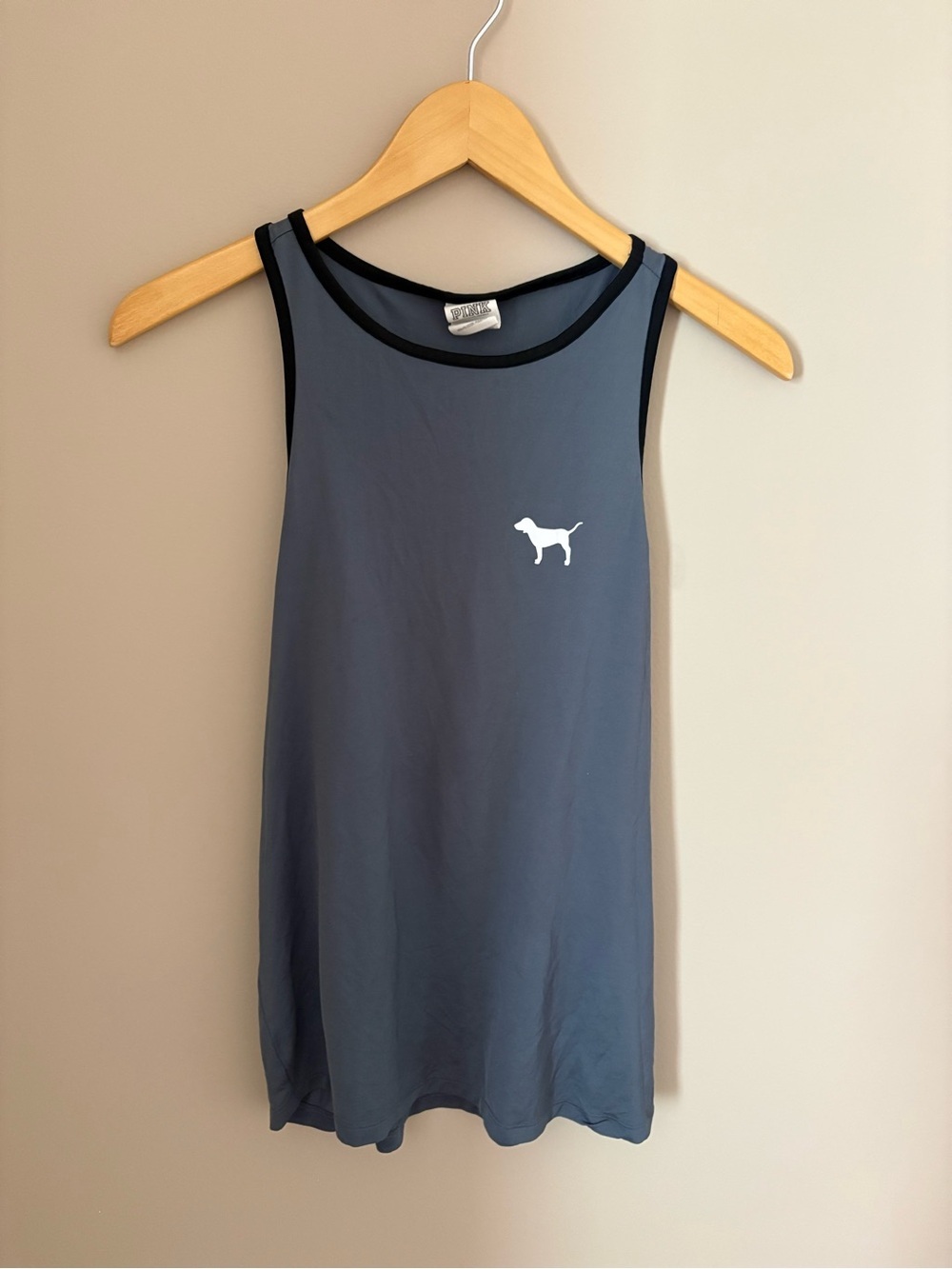 PINK Grey Tank with Dog Logo - Casual Sleeveless Workout Top Sz M